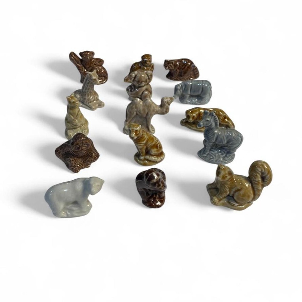 15 Vintage Wade Whimsies miniature porcelain animal figurines